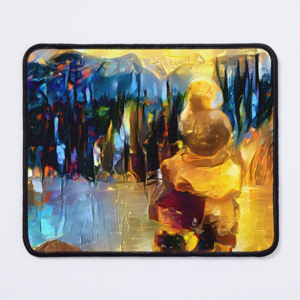 Item preview, AI Generated Style Transfer Art, Gold Inukshuk 2 designed and sold by ACC .