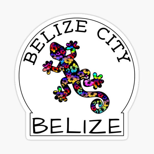 BELIZE CITY BELIZE TROPICAL LIZARD HIBISCUS CARIBBEAN SEA TRAVEL DECAL Sticker