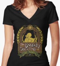 The Snuggly Duckling Tap Room Women's Fitted V-Neck T-Shirt