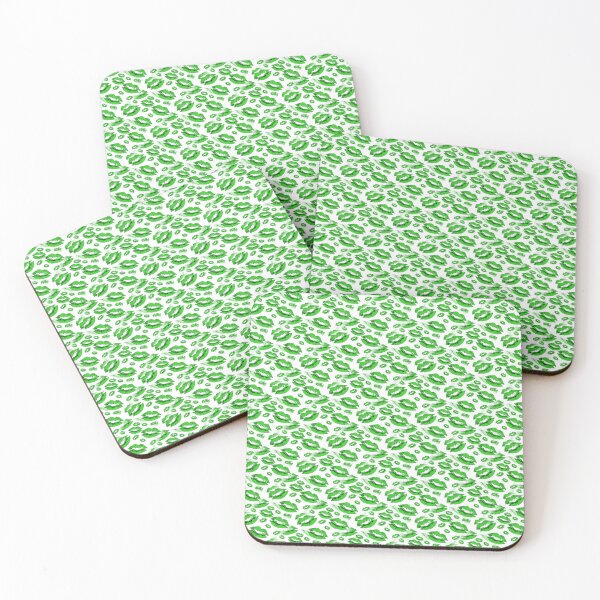 Item preview, Two Kisses Collided Spring Green Lips Pattern On White Background designed and sold by taiche.
