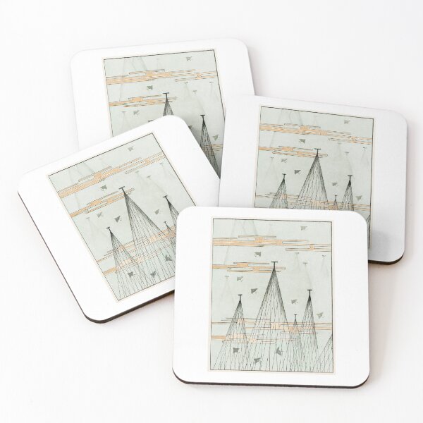 Item preview, Skyscape with birds flying from Bijutsu Sekai (1893-1896) by Watanabe Seitei (Classic Japanese Vintage Illustration Pattern) designed and sold by POSTERAMALA.