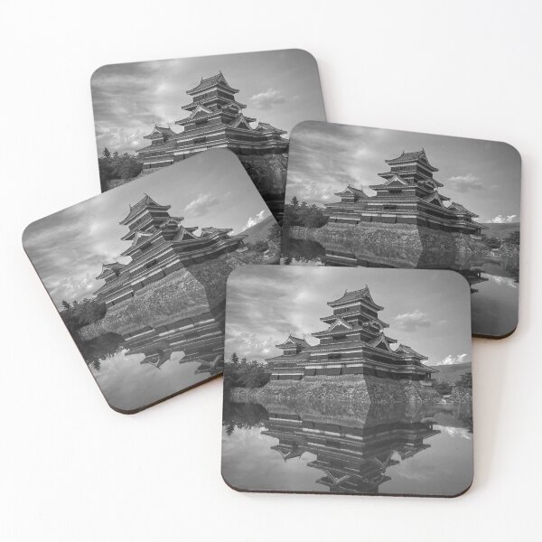 Item preview, Matsumo Castle, a Japanese castle in Nagano Prefecture in black and white designed and sold by DroppedTales.
