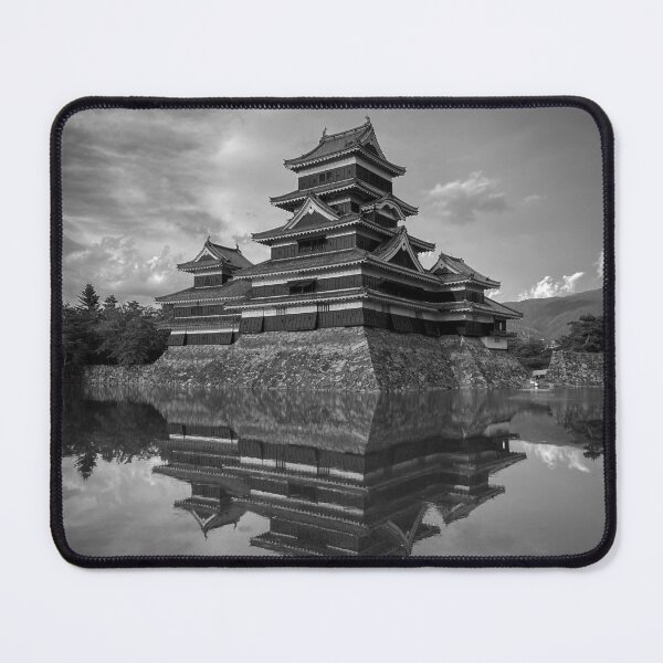 Item preview, Matsumo Castle, a Japanese castle in Nagano Prefecture in black and white designed and sold by DroppedTales.