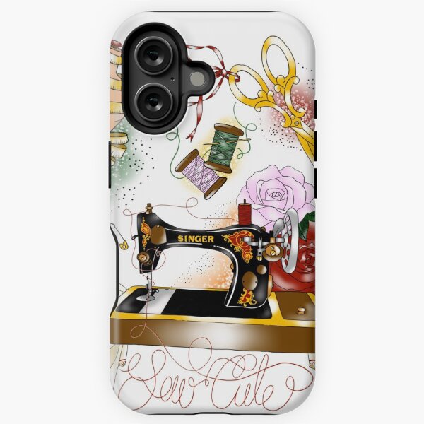 Vista previa del artículo con la obra « Ilustración de costura peculiar con una máquina de coser cantante», diseñado y vendido por Elysha Marie.