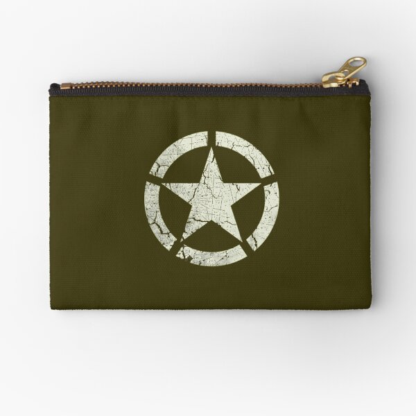 Vintage Look US Army White Star Emblem Zipper Pouch