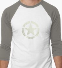 Vintage Look US Army White Star Emblem Men's Baseball ¾ T-Shirt