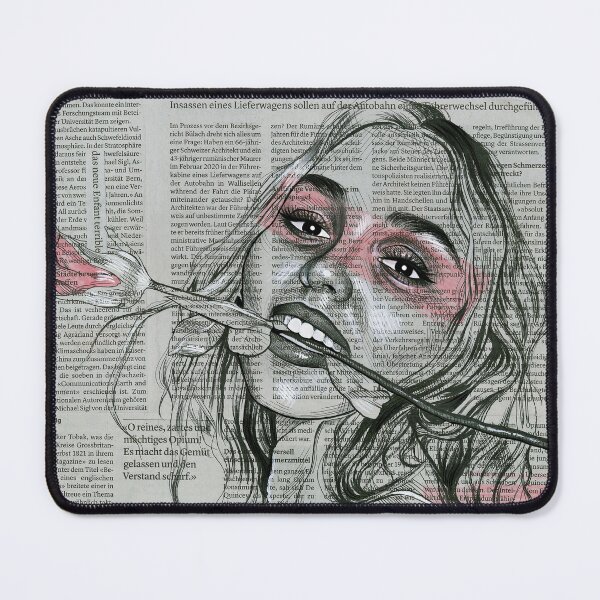 Item preview, Lily Rose Depp with Rose - Portrait on Newspaper (High Res) designed and sold by Munaalunaa.