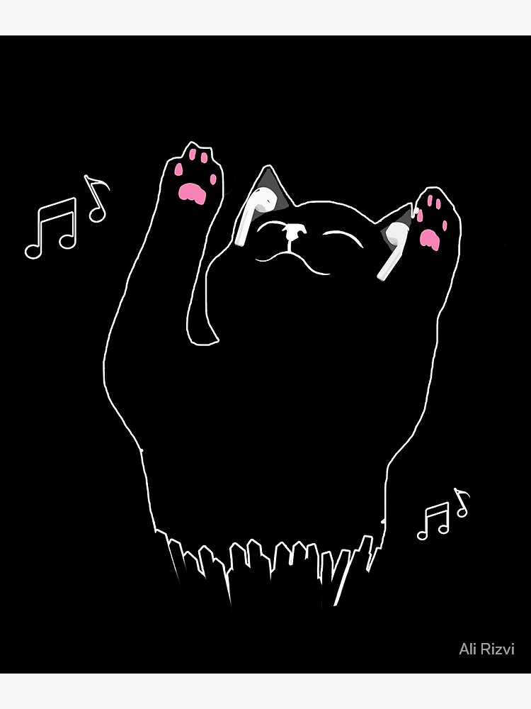 "Cute Black Cat Jamming to Music" Poster for Sale by AliRizvi96 Redbubble