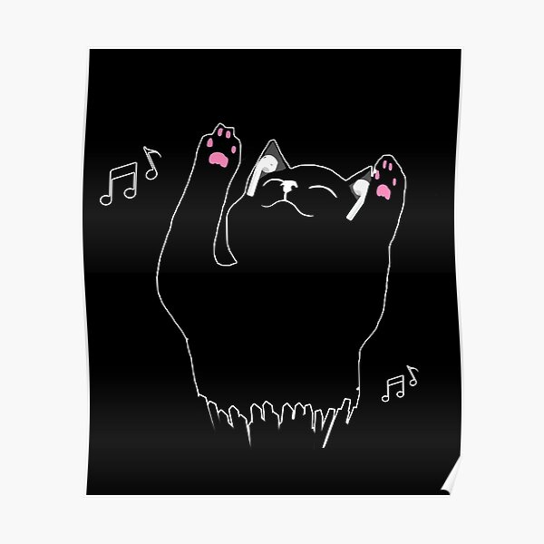 "Cute Black Cat Jamming to Music" Poster for Sale by AliRizvi96 Redbubble