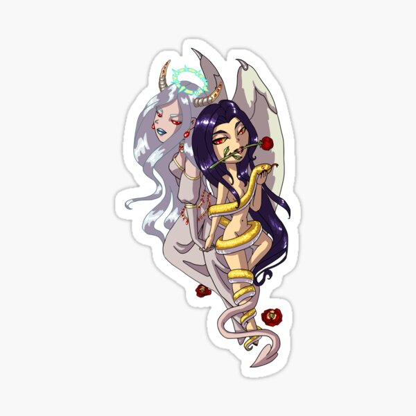 Demon and Succubus Lovers with Intertwined Hands MONSTER GIRLS Series I Sticker