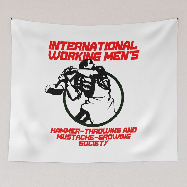 Item preview, International Working Men's Hammer-Throwing and Mustache-Growing Society designed and sold by Good-Looking Corpse.