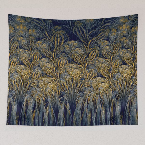 Item preview, 'Saffron' Abstract Blue And Yellow Floral Fractal Art designed and sold by Holmes-Ja.