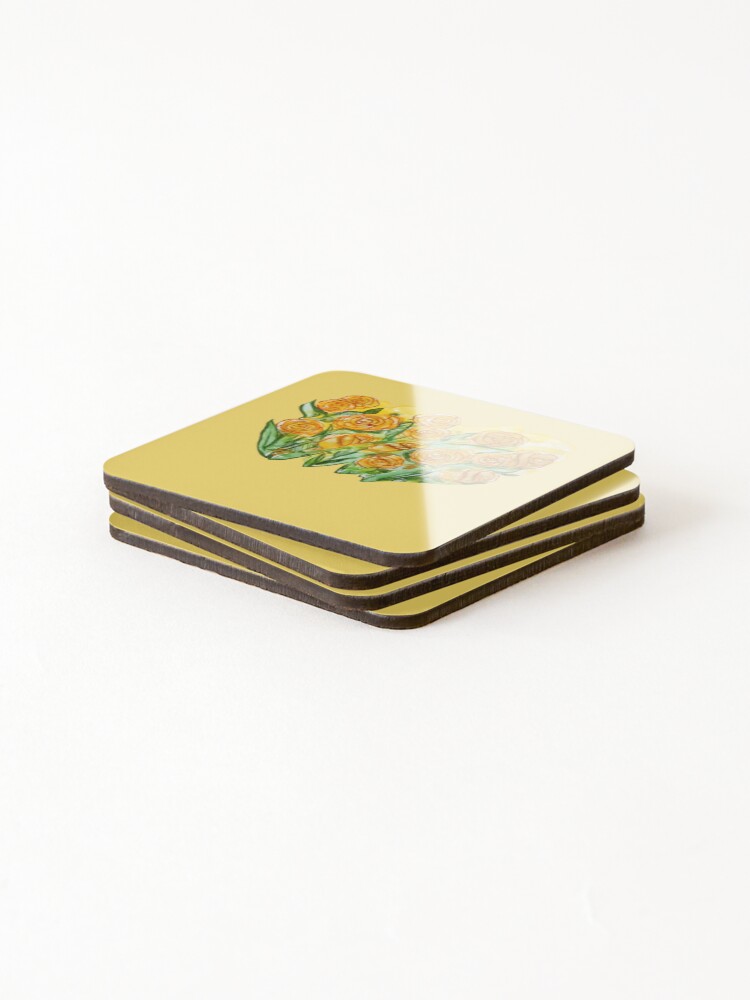 Thumbnail 4 of 5, Coasters (Set of 4), Yellow Roses Abstract designed and sold by Boogiemonst.