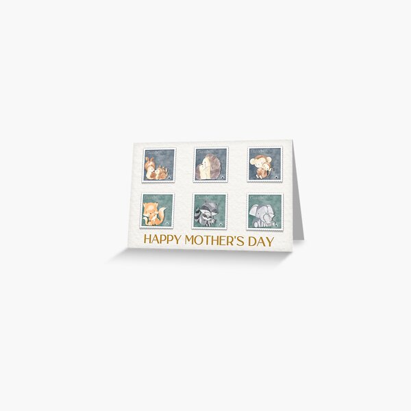 Happy Mother’s Day - Watercolour - Mother And Baby - Wildlife Postage Stamps Greeting Card