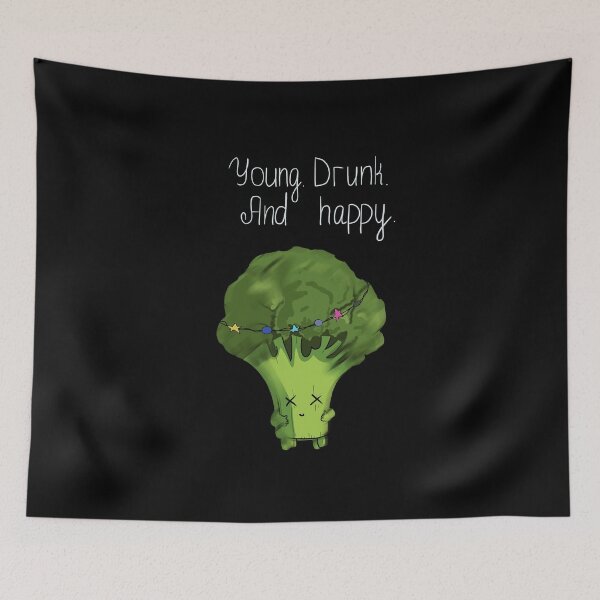 Item preview, Young Drunk And Happy Cute Little Broccoli designed and sold by BigFatMistake.