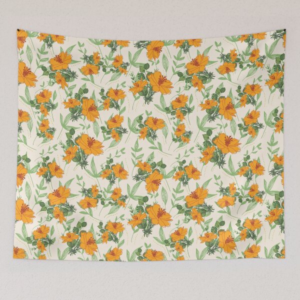 Item preview, Pretty Floral Design in Orange and Green designed and sold by Olverh Design Studio.