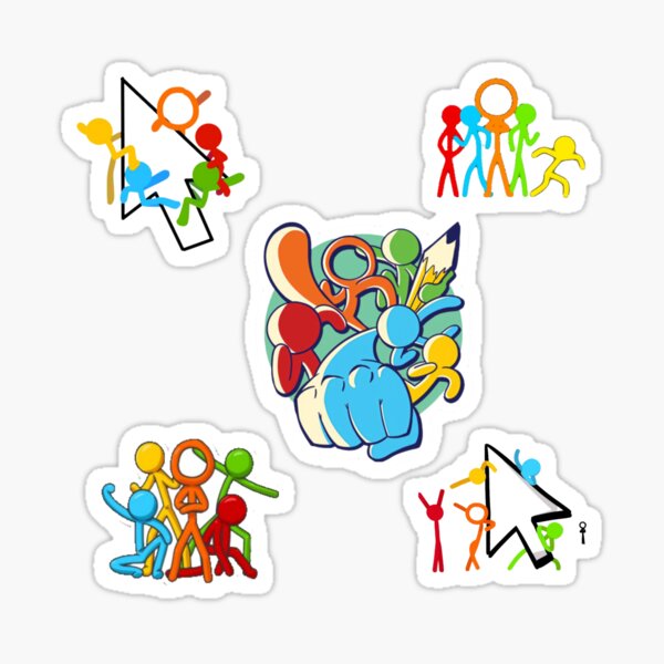 Alan Becker five stick figures animation characters sticker set | Sticker