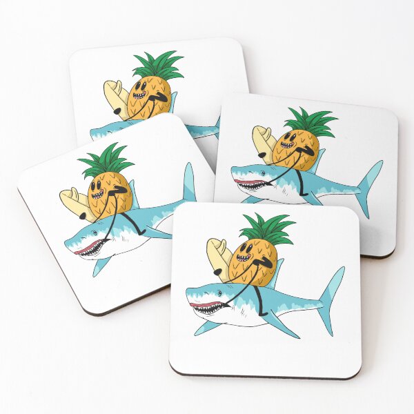 Item preview, surfer pineapple riding a shark designed and sold by landscapeworlds.