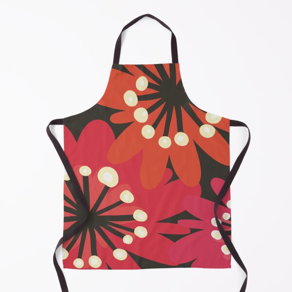 Aperçu de l'œuvre Motif floral amusant dans le style des années 1970, orange, rouge, marron créée et vendue par marina63.