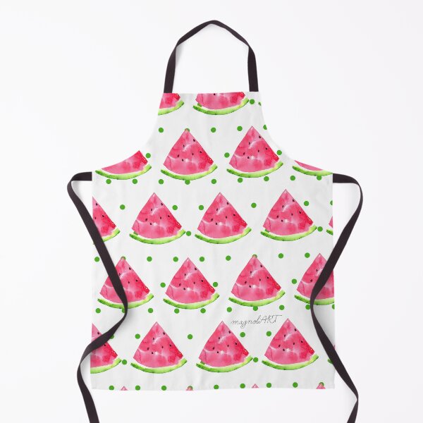 Item preview, Watermelon slices with green dots - handpainted watercolor pattern designed and sold by magnoliART botanical_kata.