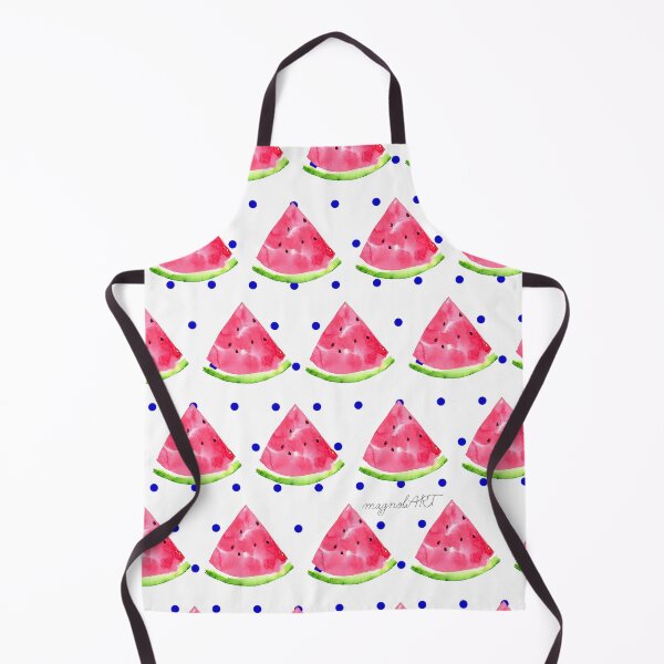 Item preview, Watermelon slices with blue dots - handpainted watercolor pattern designed and sold by magnoliART botanical_kata.