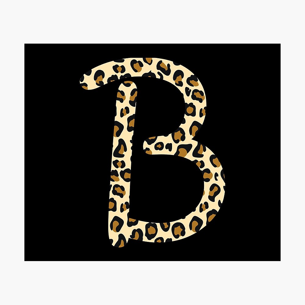 monogram name initial capital letter B English alphabet cool cheetah cat animal fur print pattern skin cute design on black background monogram name initial capital letter B English alphabet cool cheetah cat animal fur print pattern skin cute design on black background