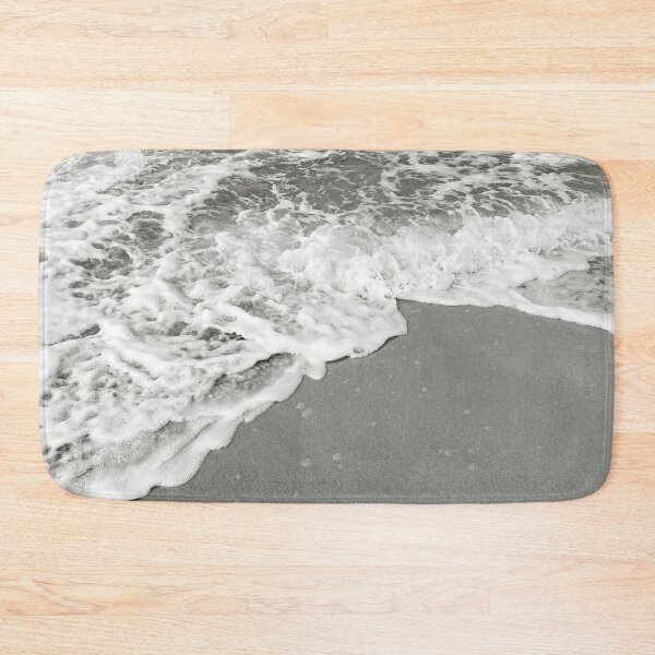 Item preview, Sea waves crashing on sea shore in black and white designed and sold by Dinashop.