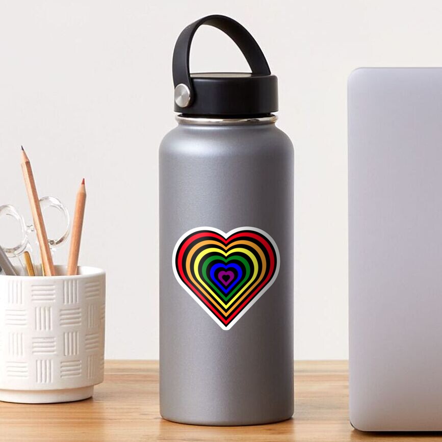 Hearts In The Colors Of The Rainbow Flag (black background) Sticker