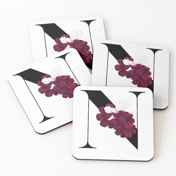 Item preview, letter N floral red designed and sold by LU NA.