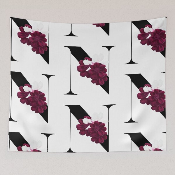 Item preview, letter N floral red designed and sold by LU NA.