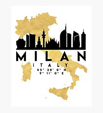 MILAN ITALY SILHOUETTE SKYLINE MAP ART Photographic Print