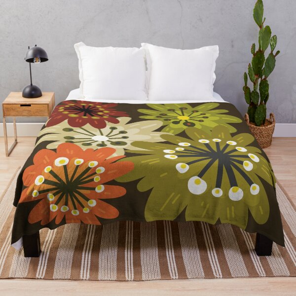 Item preview, Fun flowerpower pattern in 1970-style, orange, red, green, beige designed and sold by marina63.