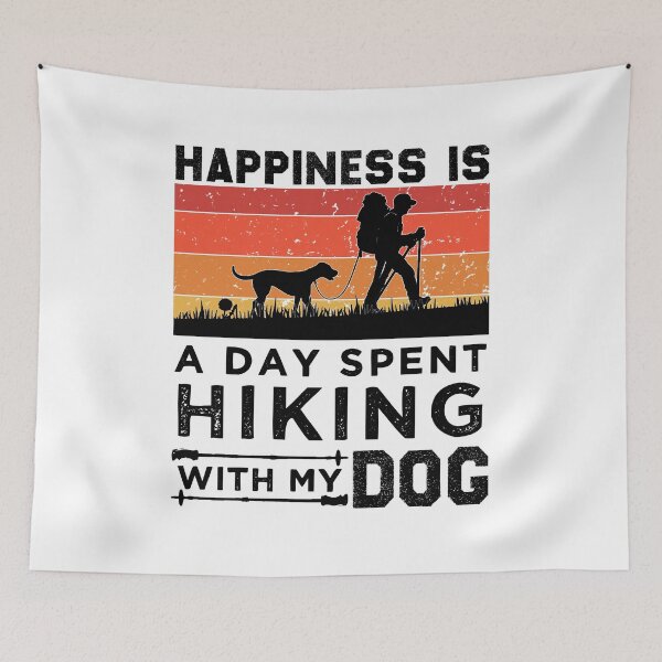 Item preview, Happiness Is A Day Spent Hiking With My Dog, Retor Vintage Sunset Hiking designed and sold by Artsy Fun.