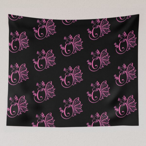 Item preview, Ornamental Letter C, Pink Butterfly Monogram, Monogram Letter Ornament designed and sold by PROMEN Creativity.