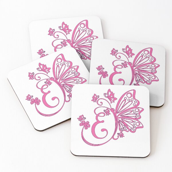 Item preview, Ornamental Letter E, Pink Butterfly Monogram, Monogram Letter Ornament designed and sold by PROMEN Creativity.