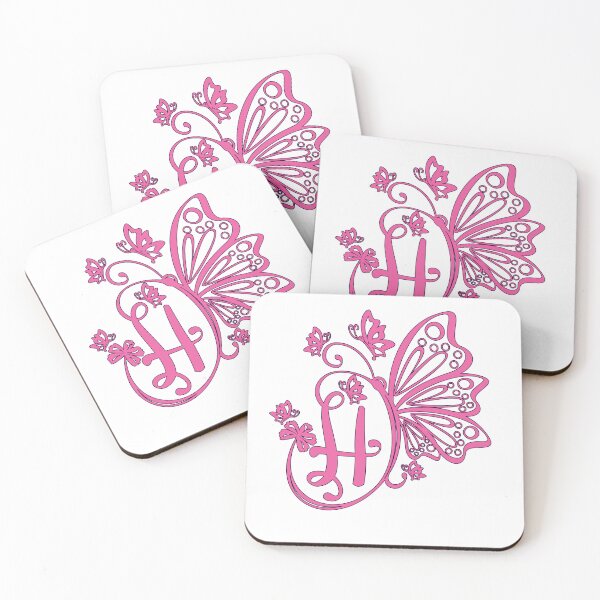 Item preview, Ornamental Letter H, Pink Butterfly Monogram, Monogram Letter Ornament designed and sold by PROMEN Creativity.