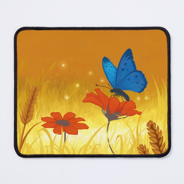Item preview, Blue Butterfly in Golden field Fantasy Illustration designed and sold by Satu Pihlajamaa.