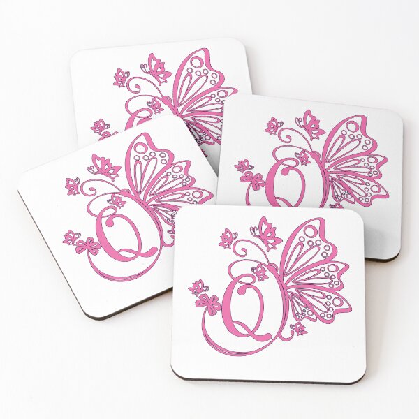 Item preview, Ornamental Letter Q, Pink Butterfly Monogram, Monogram Letter Ornament designed and sold by PROMEN Creativity.
