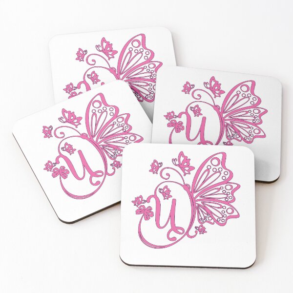 Item preview, Ornamental Letter U, Pink Butterfly Monogram, Monogram Letter Ornament designed and sold by PROMEN Creativity.