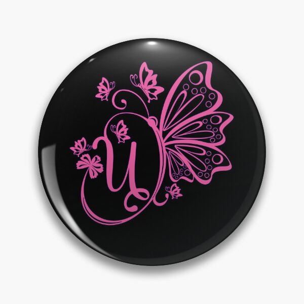 Item preview, Ornamental Letter U, Pink Butterfly Monogram, Monogram Letter Ornament designed and sold by PROMEN Creativity.