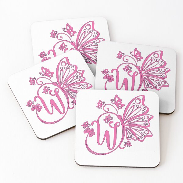 Item preview, Ornamental Letter W, Pink Butterfly Monogram, Monogram Letter Ornament designed and sold by PROMEN Creativity.