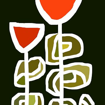 Artwork thumbnail, Gorgeous Modern Scandinavian Floral Garden in Gradient Green and Orange by Deutschic