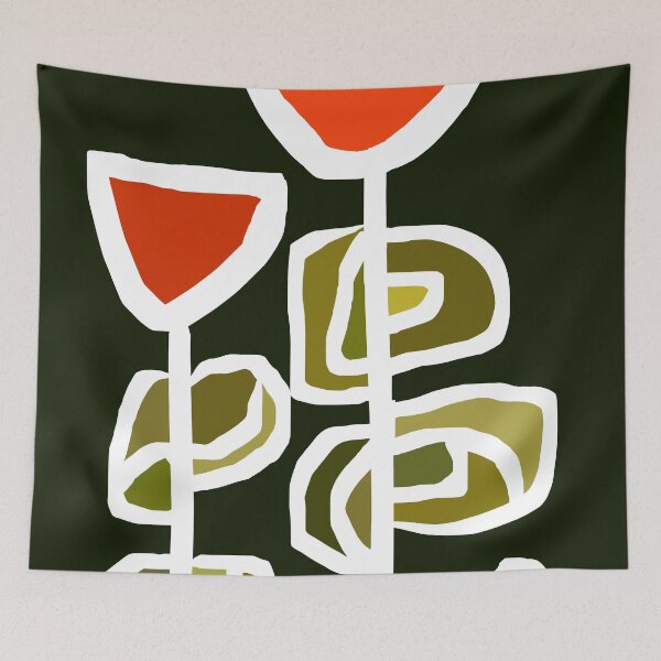 Item preview, Gorgeous Modern Scandinavian Floral Garden in Gradient Green and Orange designed and sold by Deutschic.