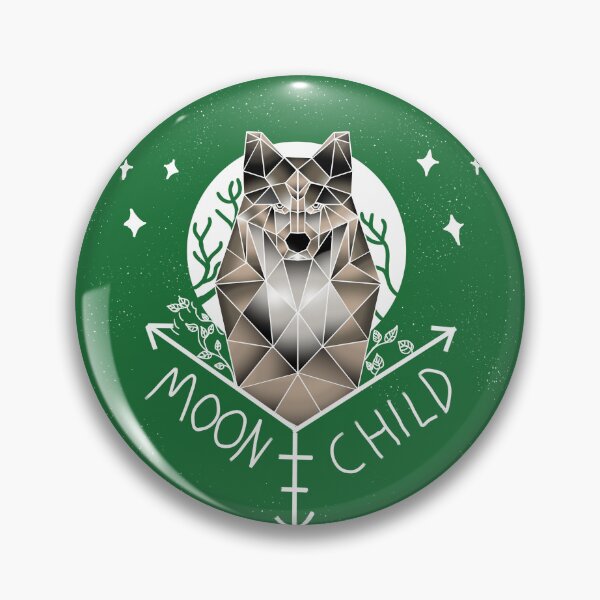 Item preview, Moon Child Geometric Wolf and Moon green background  designed and sold by DemonicGloom.