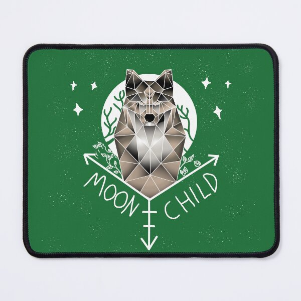 Item preview, Moon Child Geometric Wolf and Moon green background designed and sold by DemonicGloom.