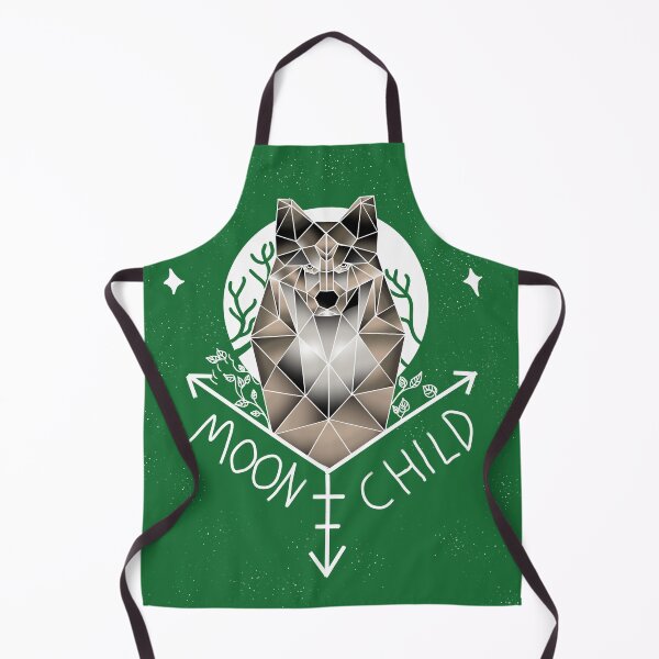 Item preview, Moon Child Geometric Wolf and Moon green background designed and sold by DemonicGloom.