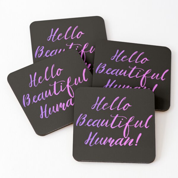 Item preview, Hello Beautiful Human! Pinks on black  designed and sold by TheBarefootMom.