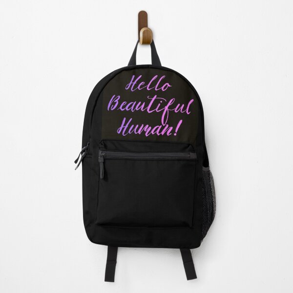Item preview, Hello Beautiful Human! Pinks on black  designed and sold by TheBarefootMom.