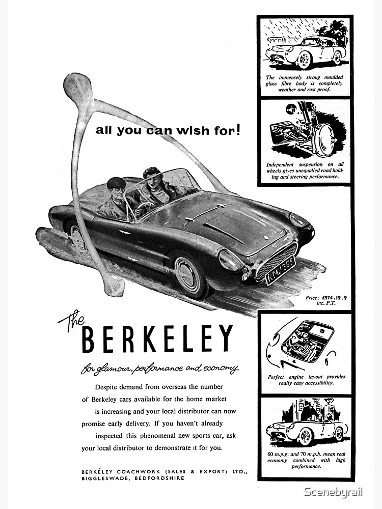 "Berkeley sports car classic car advert, 1957" Sticker for Sale by