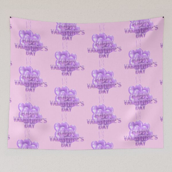 Item preview, Happy Valentine’s Day! Purple Bundle of Balloons (on Pink) designed and sold by PawsitiveMum.